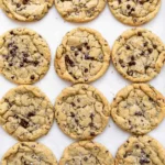 Stack of gluten free chocolate chip cookie ice cream sandwiches