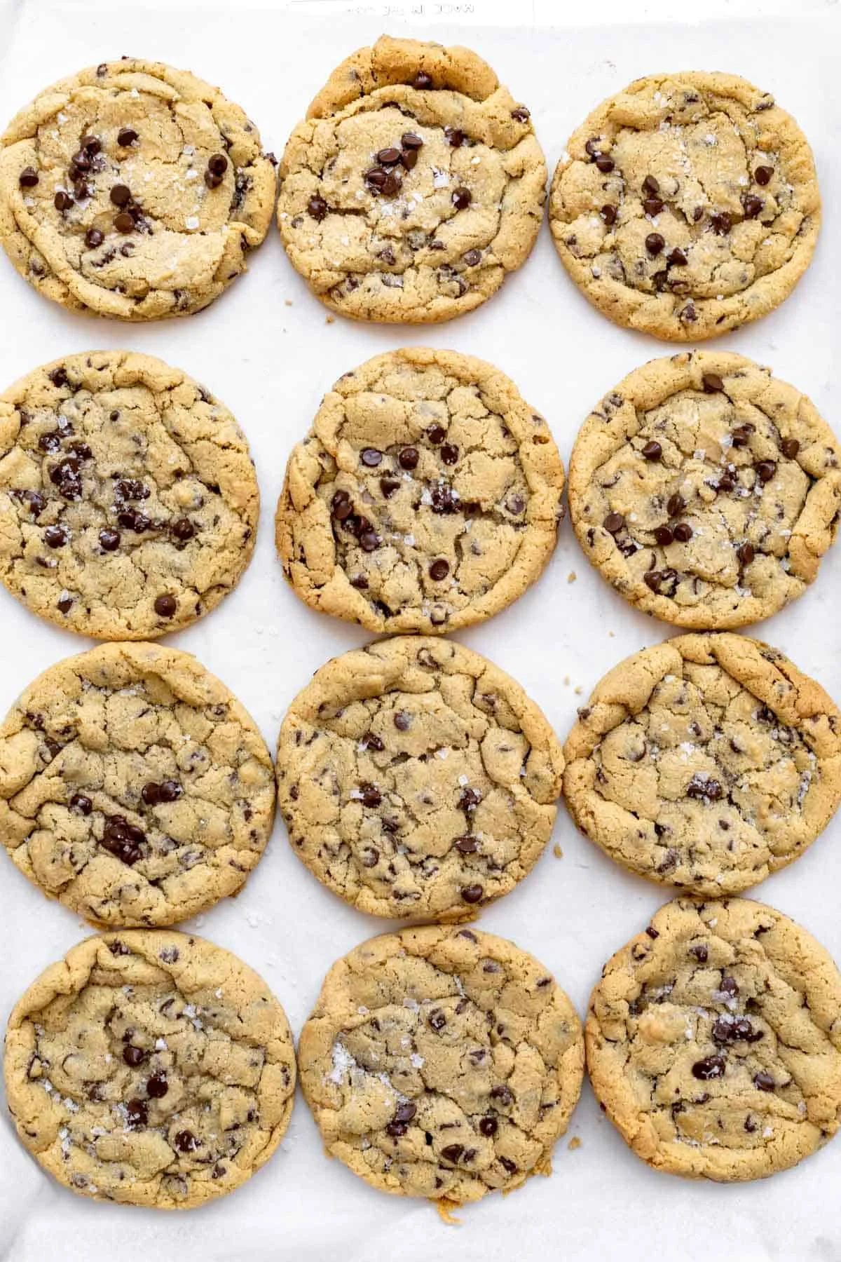 Stack of gluten free chocolate chip cookie ice cream sandwiches