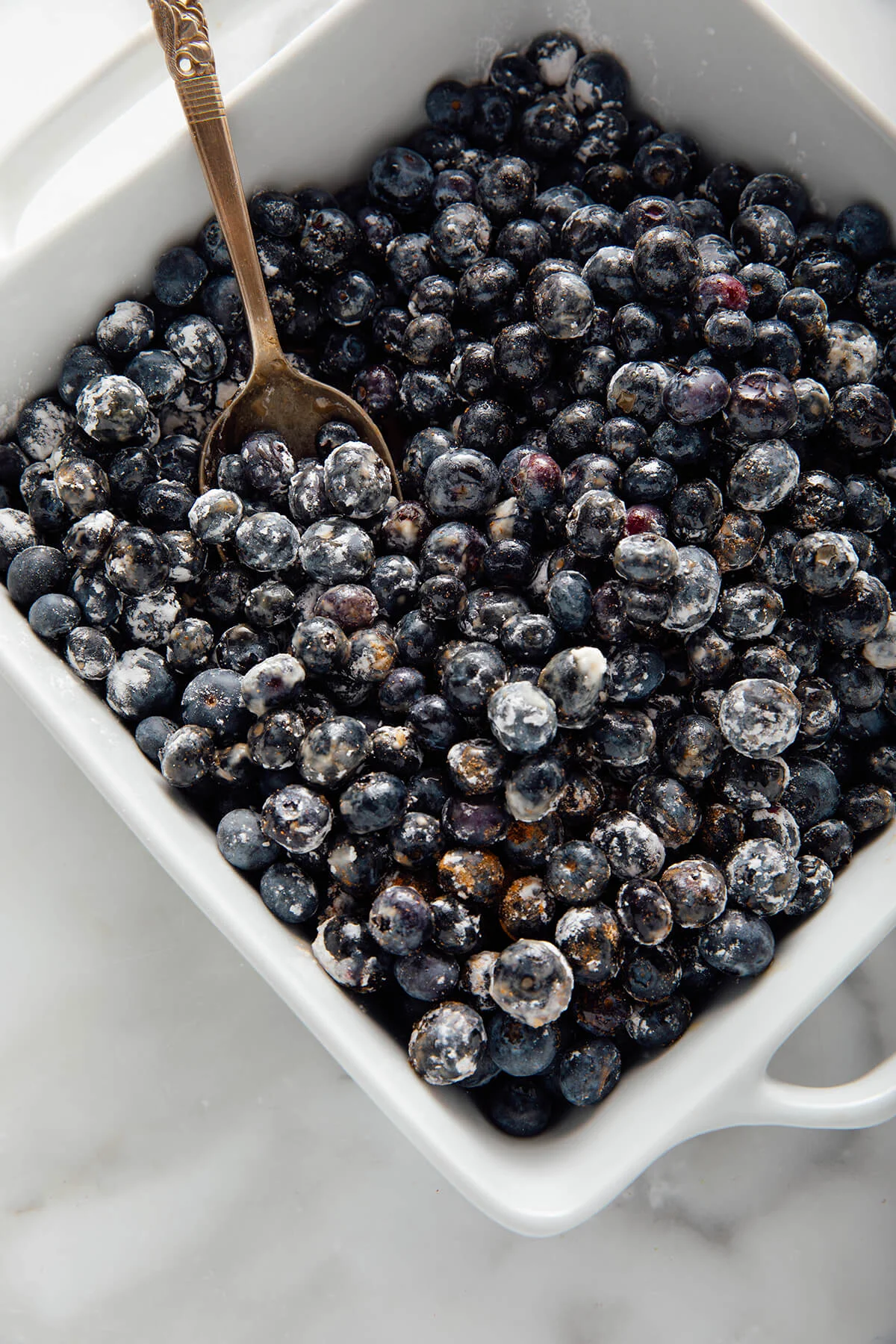 Fresh blueberries ready to start the cobbler filling